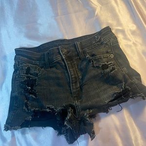 American Eagle Black Ripped Jean Shorts